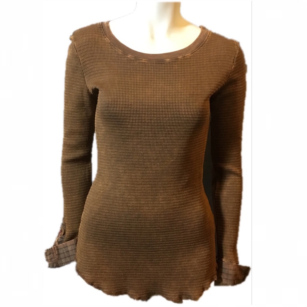 Spy-C boho long sleeve thermal knit top blouse